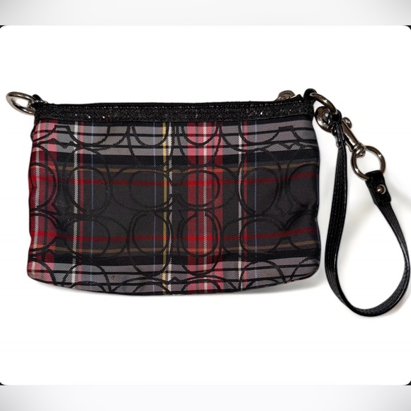 Coach Poppy RARE Plaid Sparkly Convertible Mini Bag/Clutch/Wristlet LIKE NEW - Picture 3 of 13